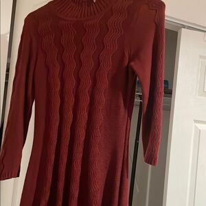Burgundy Mock Neck Sweater Dress